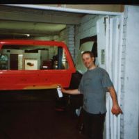 Richard doing a spot of bodywork on the VW Polo courtesy car