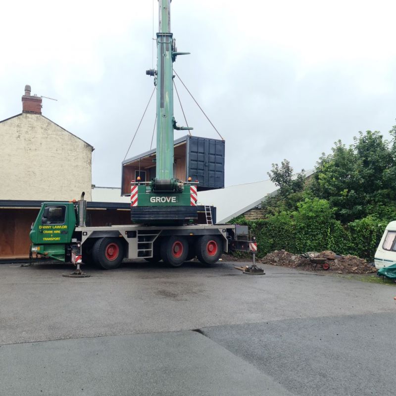 The spray booth being delivered